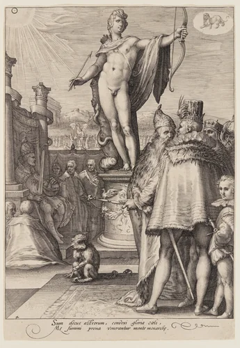 Apollo Presiding over the Arts of Government, from Seven Planetary Gods by Jan Saenredam, print, 1596