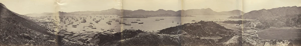Panorama of Hong Kong taken from Happy Valley by Felice Beato, photograph, 1860