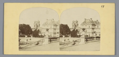 Jardin du Luxembourg met op de achtergrond de toren van de Saint-Sulpice, Parijs by anonymous, photograph, 1851-1880