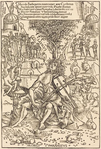 Apollo on Parnasus by Hans Süss von Kulmbach, print, 1502