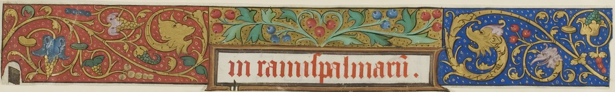 Illuminated Border with Grotesques, Grapes and Berries from a Manuscript by French, painting, 1401-1530