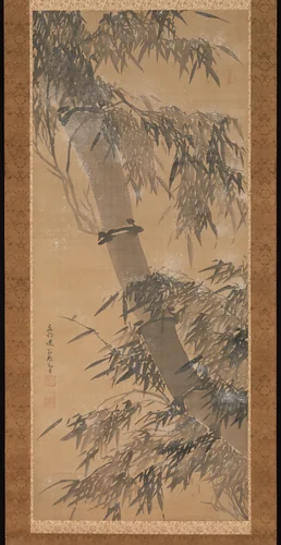 Bamboo in Snow by Taihō Shōkon, painting, 1771-1774