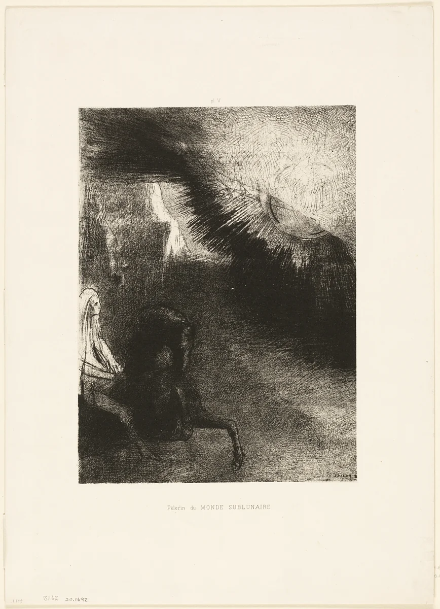 Pilgrim of the Sublunary World, plate 5 of 6 by Odilon Redon, print, 1891