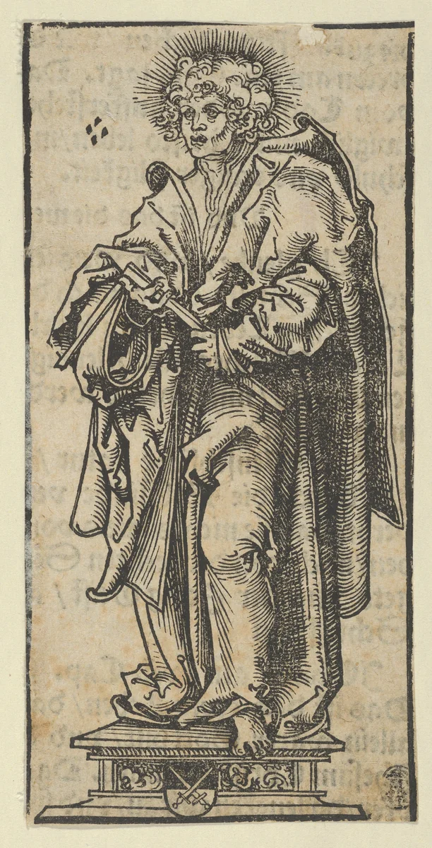 Silver Statuette of St. Matthias, from the "Wittenberg Reliquaries" by Lucas Cranach, print, 1472-1553