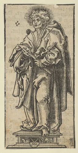 Silver Statuette of St. Matthias, from the "Wittenberg Reliquaries" by Lucas Cranach, print, 1472-1553
