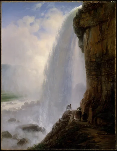 Underneath Niagara Falls by Ferdinand Richardt, artwork, 1862