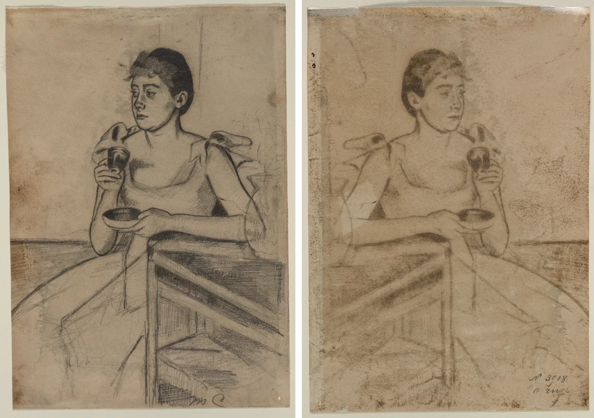 After-Dinner Coffee (recto); After-Dinner Coffee (verso) by Mary Cassatt, drawing, 1884-1894