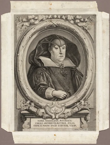 Maria Magdalena of Austria by Adriaen Haelwegh, print, 1666