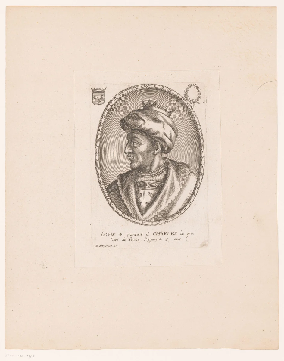 Portret van Lodewijk IV van Frankrijk of Lodewijk V van West-Francië by anonymous, print, 1610-1668