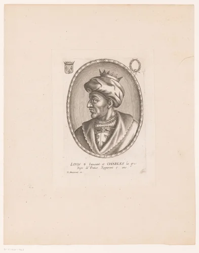 Portret van Lodewijk IV van Frankrijk of Lodewijk V van West-Francië by anonymous, print, 1610-1668