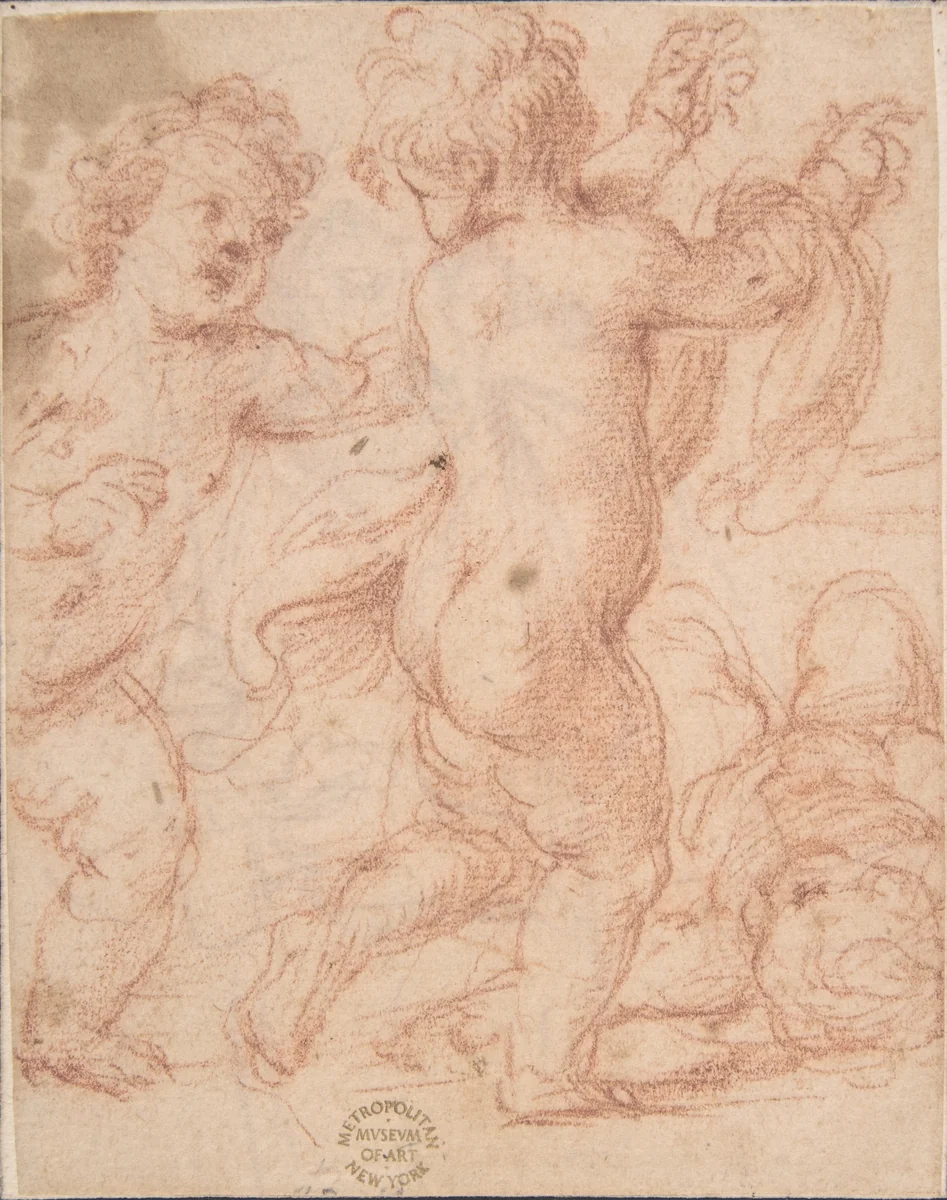 Studies of Children by anonymous, drawing, 1600-1700
