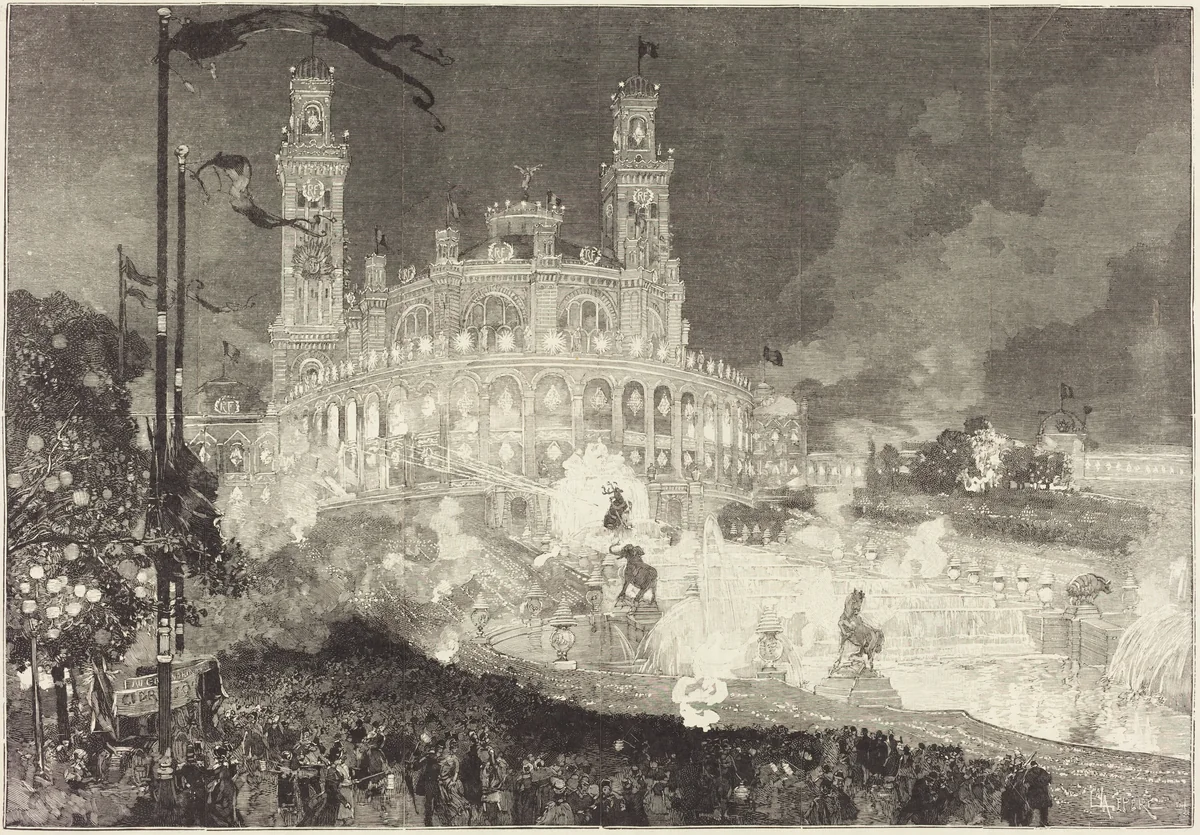 14 Juillet. Illumination du Palais du Trocadéro by Auguste Lepère, portfolio, 1883