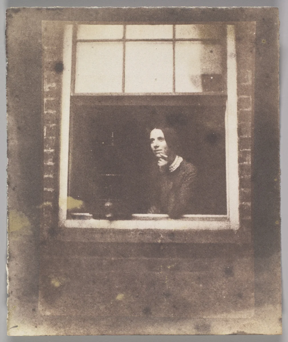 Lady in Open Window with Bird Cage by Calvert Richard Jones, photograph, 1845-1849