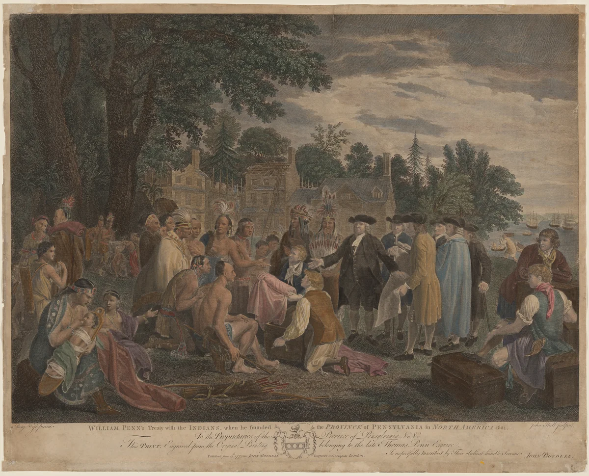 William Penn's Treaty with the Indians by John Hall; Benjamin West; John Boydell, print, 1775