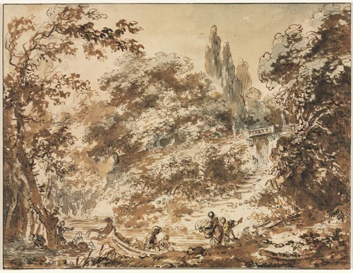 Scene in a Park by Jean Honoré Fragonard, drawing, 1755-1765