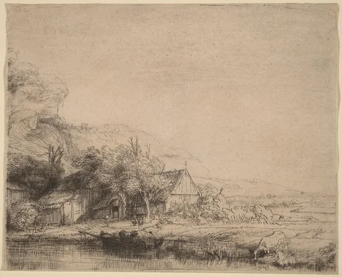 Landscape with a Cow by Rembrandt van Rijn, print, 1650