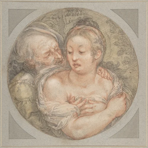 The Illmatched Couple by Jacob Matham, drawing, 1602