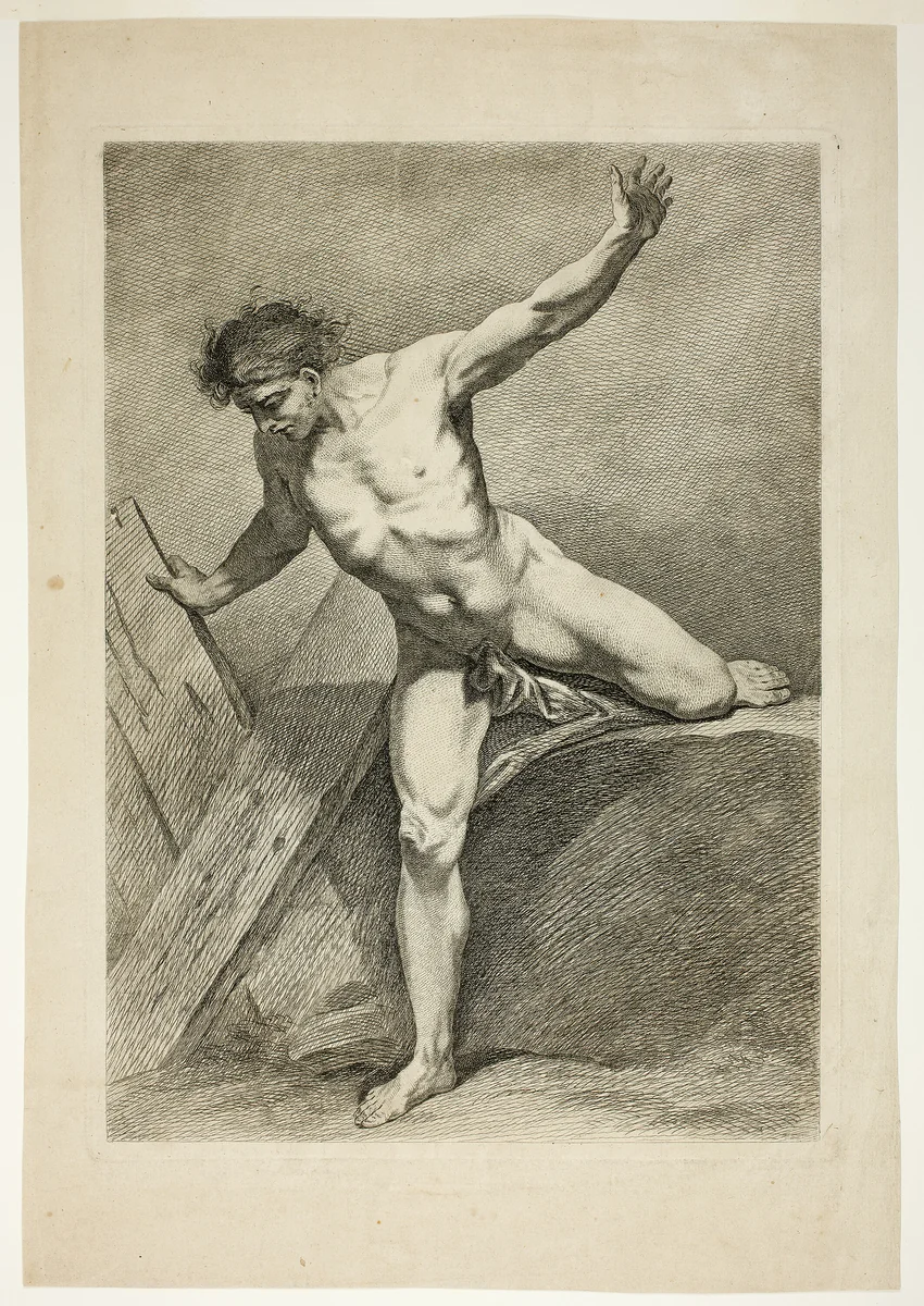 Figure, from Six Figures Académiques by Carle Vanloo, print, 1725-1765