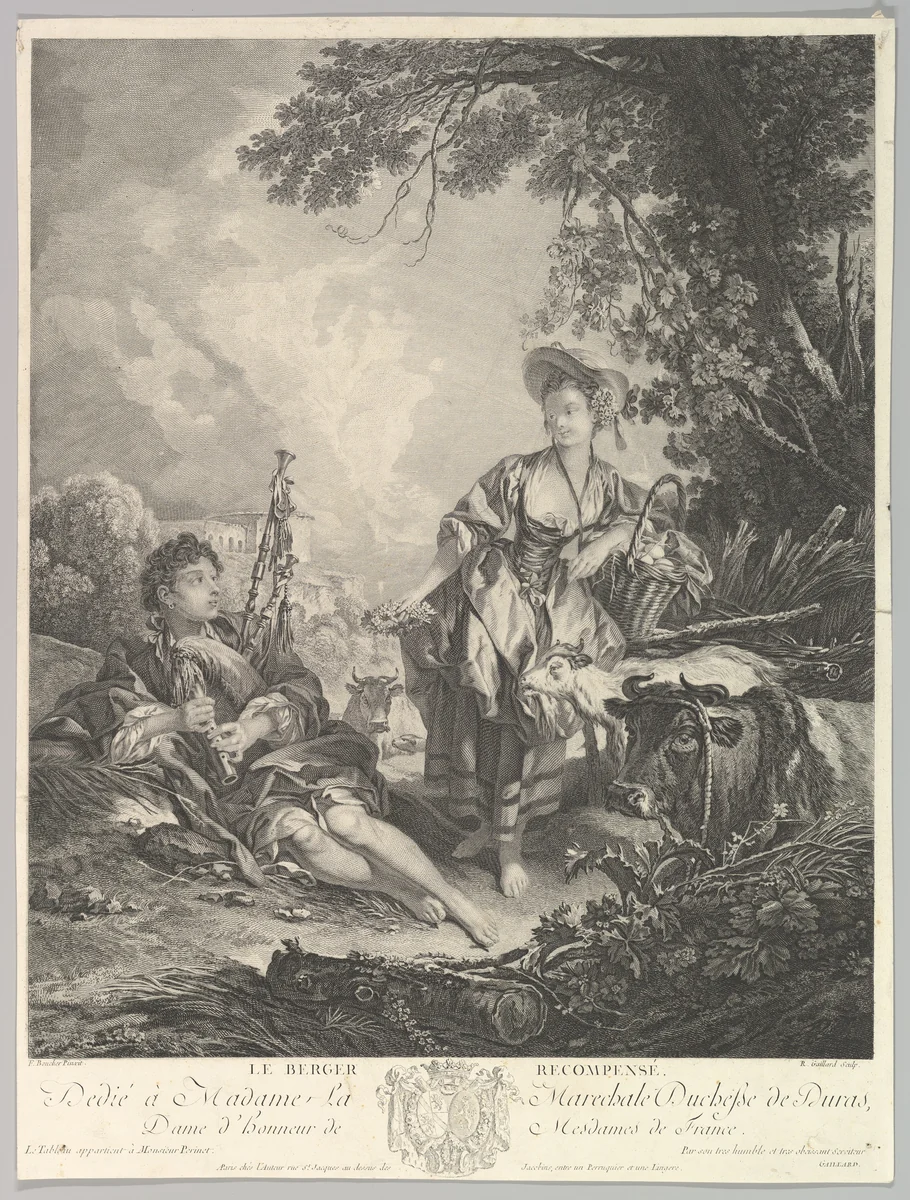 Le Berger Recompensé (The Rewarded Shepherd) by René Gaillard, print, 1734-1797