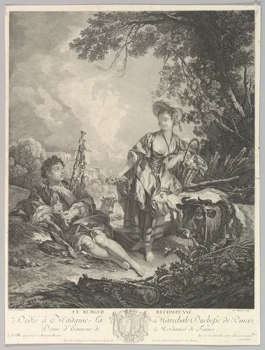 Le Berger Recompensé (The Rewarded Shepherd) by René Gaillard, print, 1734-1797