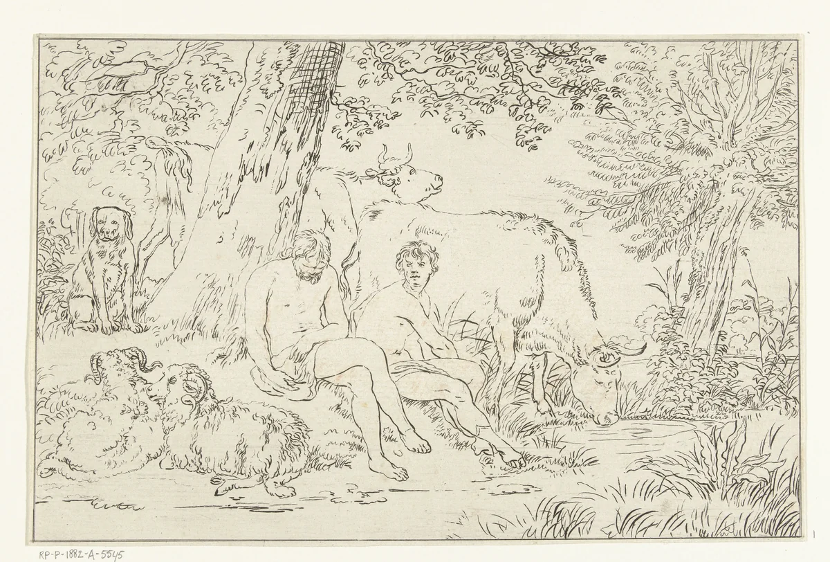 Mercurius en Argus by Cornelis Brouwer, print, 1741-1803