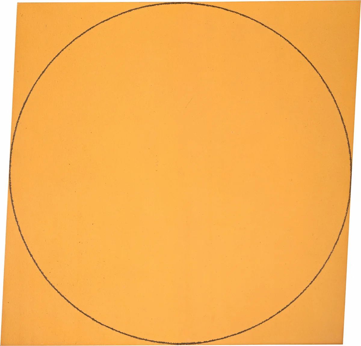 Orange Distorted Square-Circle by Robert Mangold, painting, 1971
