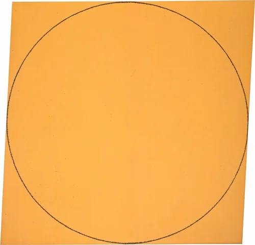 Orange Distorted Square-Circle by Robert Mangold, painting, 1971
