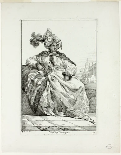 Chef des Eunuques, plate 20 from Caravanne du Sultan à la Mecque by Joseph-Marie Vien, print, 1748