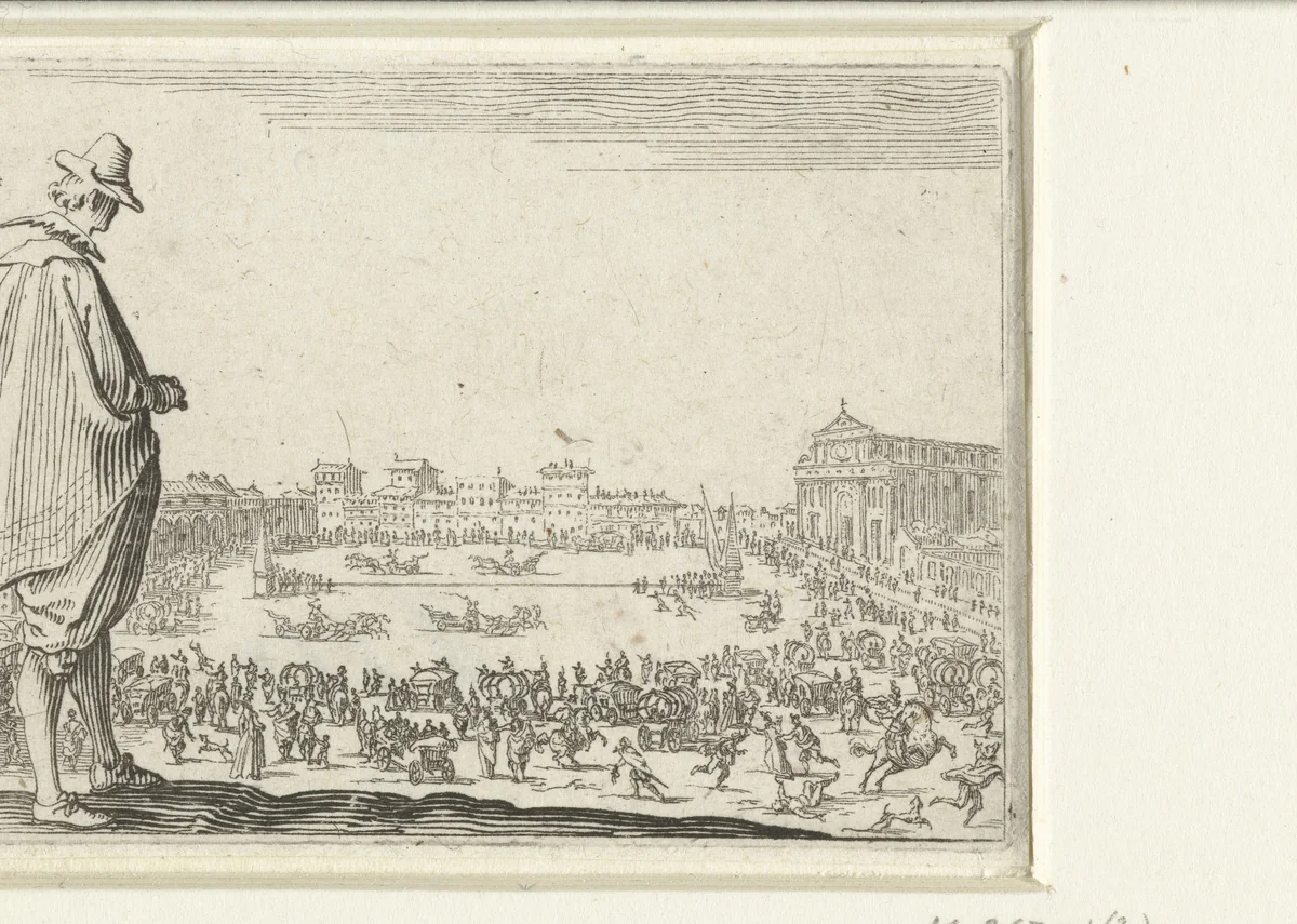Man met hoed bij de Piazza Santa Maria Novella te Florence by Jacques Callot, print, 1621