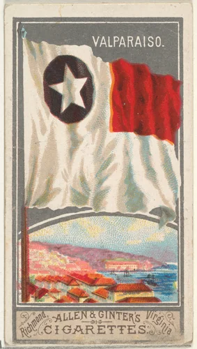 Valparaiso, from the City Flags series (N6) for Allen & Ginter Cigarettes Brands by Allen & Ginter, print, 1887
