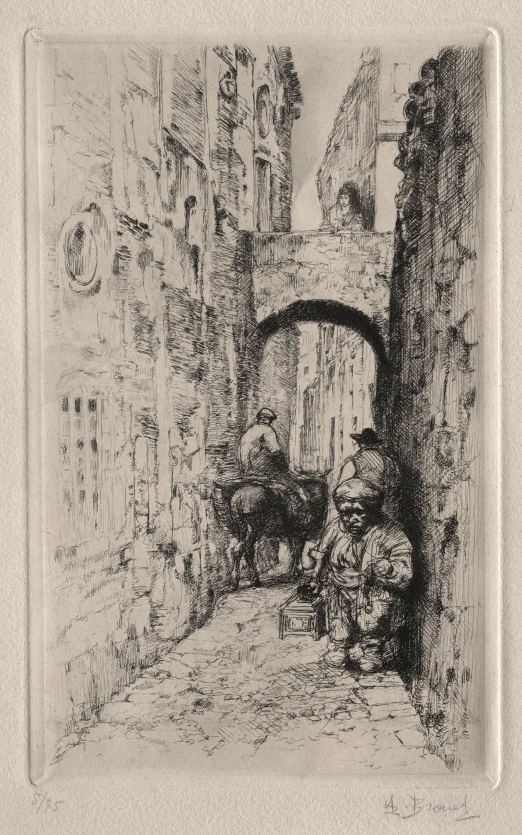 Dwarf in Narrow Street by Auguste Brouet, print, 1902-1941