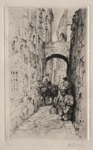 Dwarf in Narrow Street by Auguste Brouet, print, 1902-1941