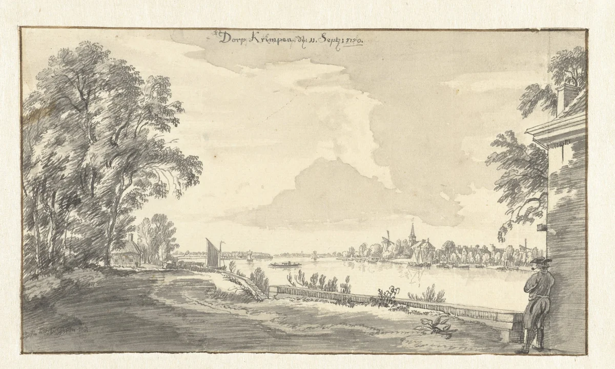 Het dorp Krimpen by Jan de Beijer, drawing, 1750