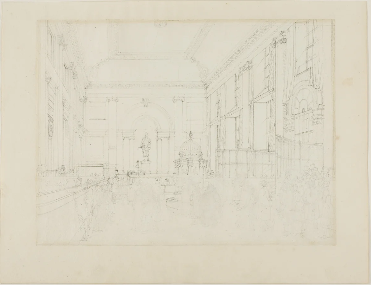Study for the Great Hall, Bank of England by Augustus Charles Pugin
Thomas Rowlandson, drawing, 1807-1808