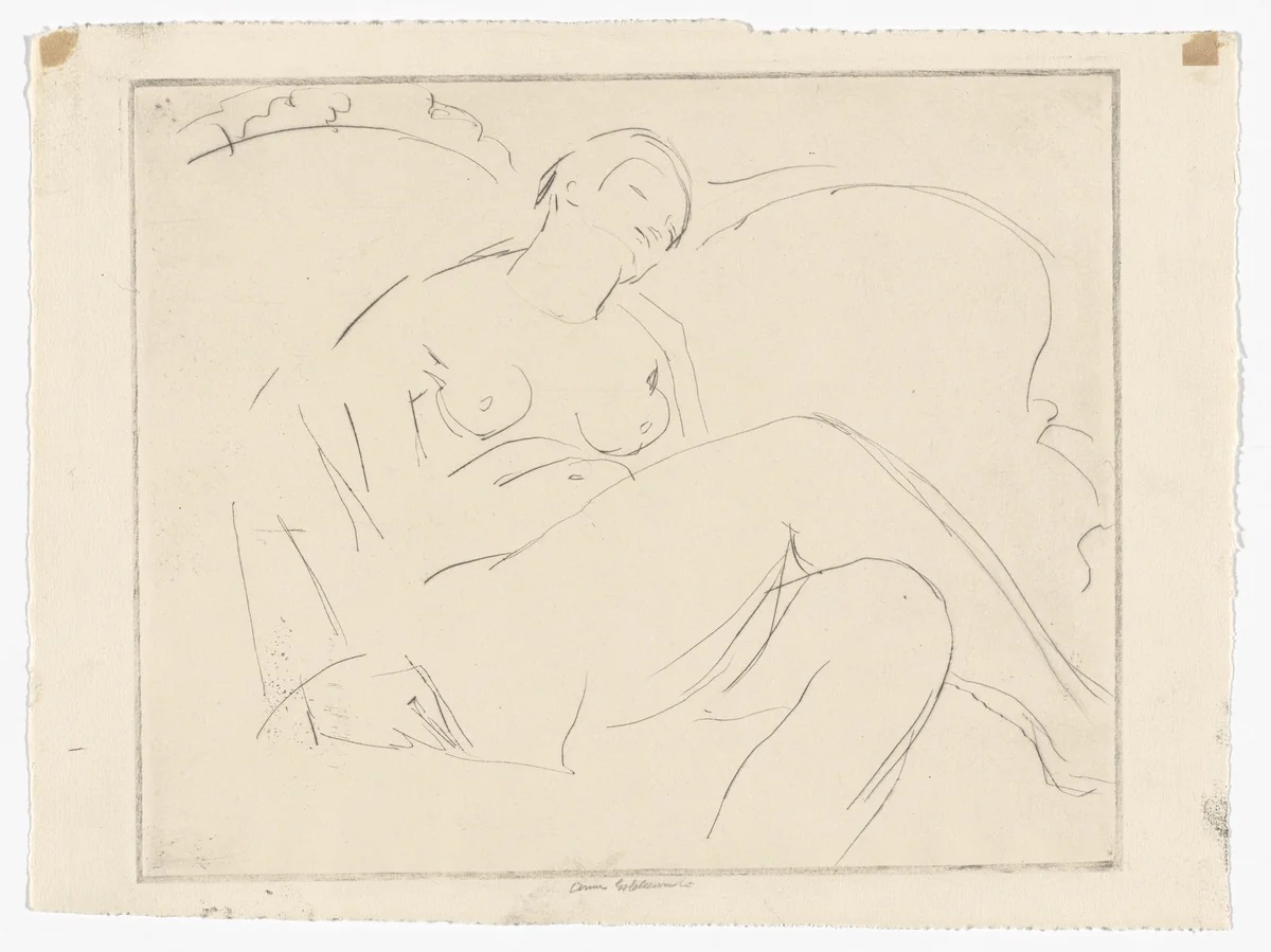 Nude on a Sofa (No. 1) by Anne Goldthwaite, print, 1928