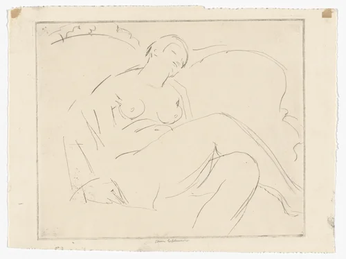 Nude on a Sofa (No. 1) by Anne Goldthwaite, print, 1928