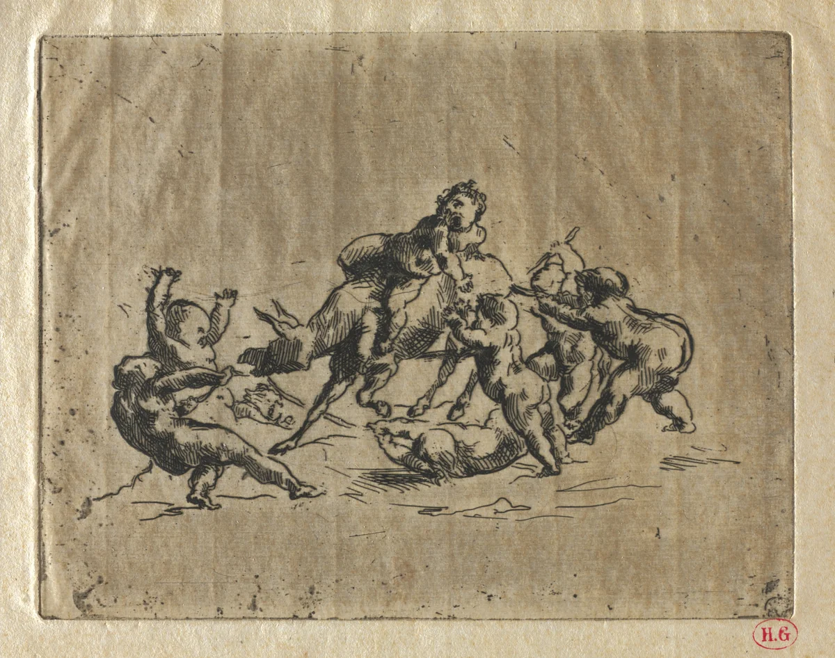 Bacchanal with Children and Donkey by Jean Baptiste Carpeaux, print, 1860-1870