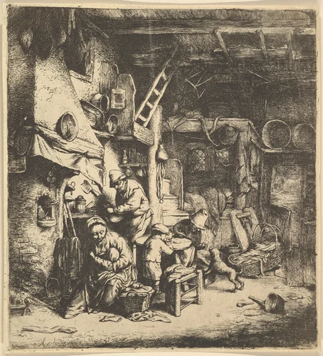 The Family (reverse copy) by Adriaen van Ostade, print, 1610-1685