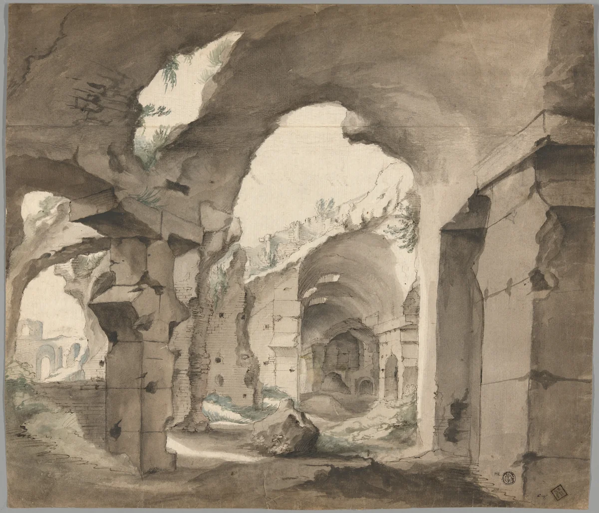 Interior View of the Coliseum by Lodewijk Toeput, drawing, 1575-1585