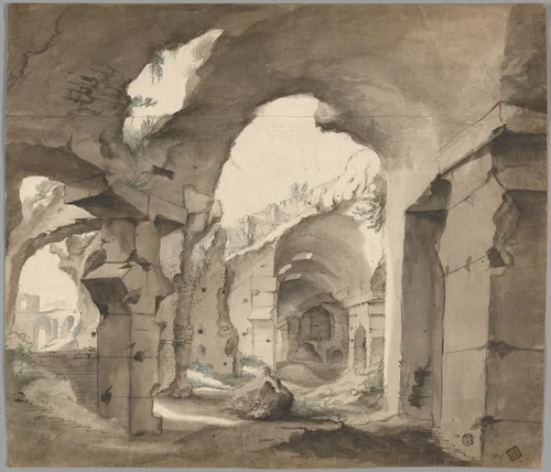 Interior View of the Coliseum by Lodewijk Toeput, drawing, 1575-1585