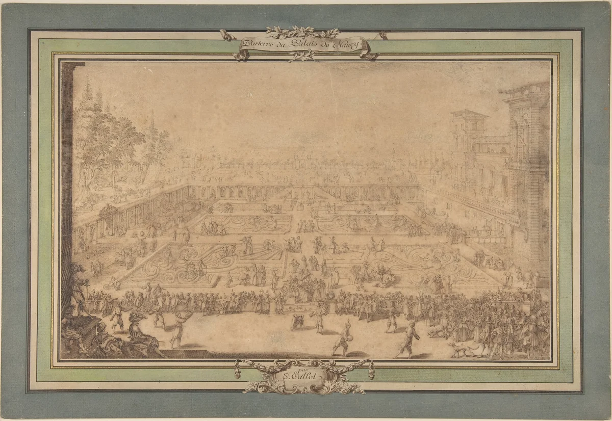 Parterre du Palais de Nancy / The Garden Palace of Nancy by Jacques Callot, drawing, 1605-1635