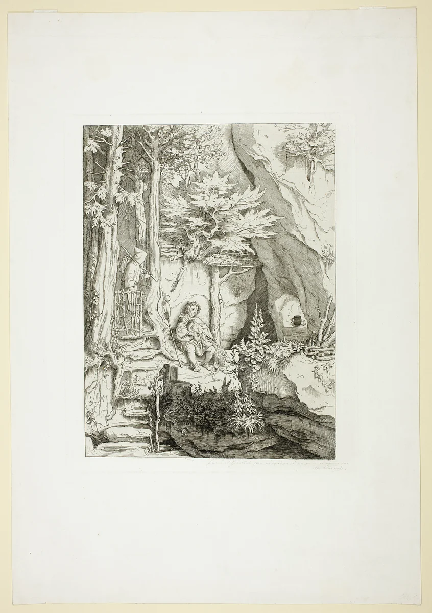 A Musician with a Hermit by Moritz von Schwind, print, 1824-1871
