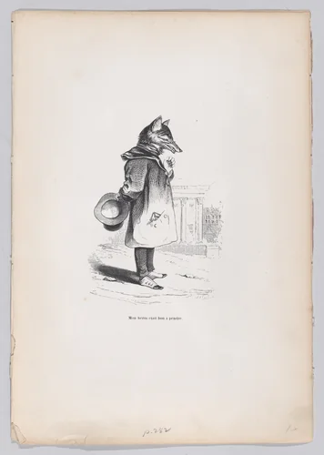 My hero was good at hanging, from "Scenes from the Private and Public Life of Animals" by J. J. Grandville, print, 1832-1852