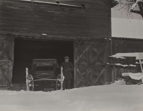 Barn, Carriage & Snow by Alfred Stieglitz, photograph, 1923