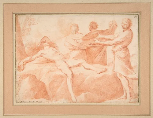 The Drunkenness of Noah by Andrea Sacchi, drawing, 1599-1661