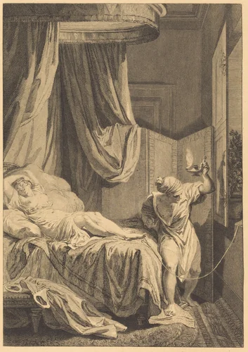 La gageure des trois commeres: Le fil by French 18th Century, print, 1700-1799