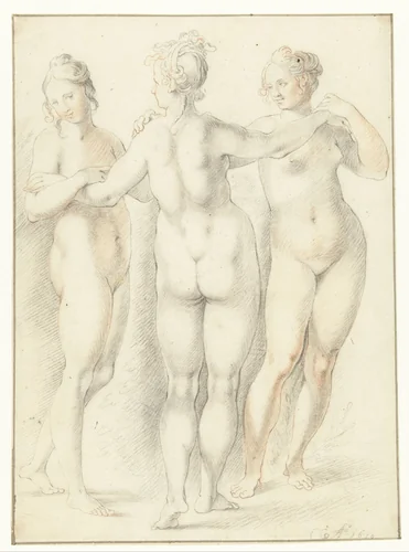 Drie Gratiën by anonymous, drawing, 1610