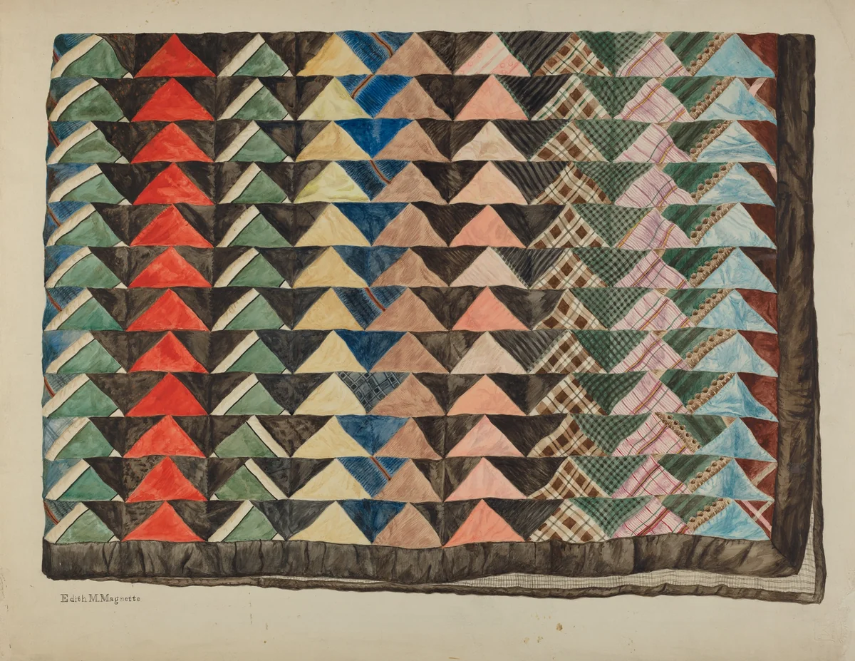 Patchwork Quilt by Edith Magnette, index of american design, 1935-1942