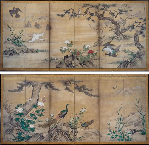 Birds and Flowers by Kano Mitsunobu (狩野光信), painting, 1540-1592