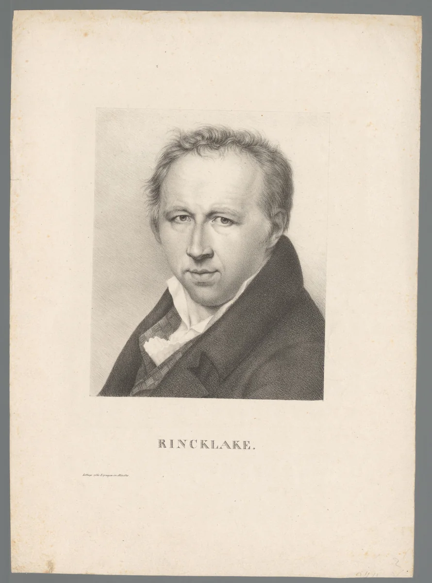 Portret van Johann Christoph Rincklake by Hermann Eichens, print, 1823-1838
